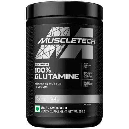 MUSCLETECH PLATINUM 100% GLUTAMINE 250 GRAMS 50 SERVINGS