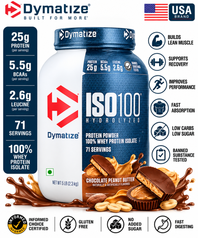 DYMATIZE ISO 100 HYDROLYZED – 100% WHEY PROTEIN ISOLATE 5 LBS