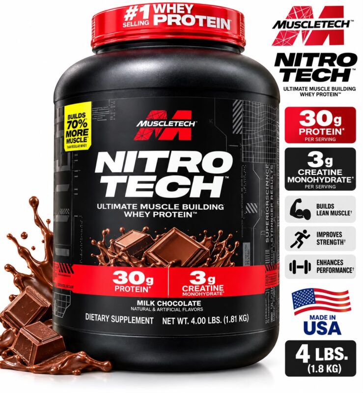 MUSCLETECH USA 4LB NITROTECH WHEY USA NEW