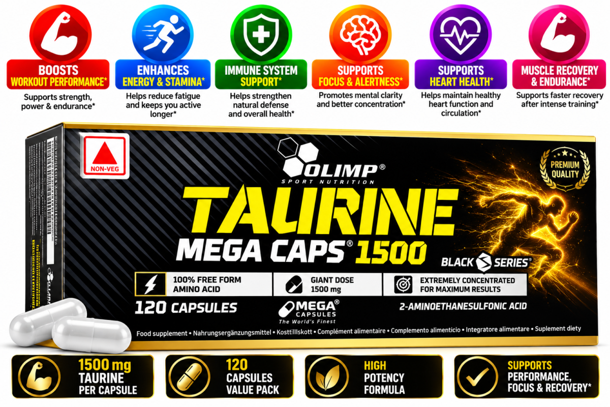 Olimp Taurine Mega Caps 1500 Black Series 120 Capsules