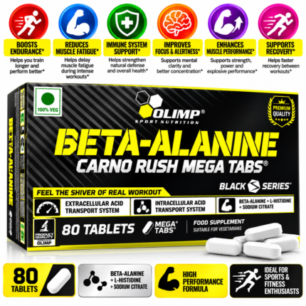Beta-Alanine Carno Rush Mega Tabs – Advanced Pre-Workout Endurance Support 80 capsules