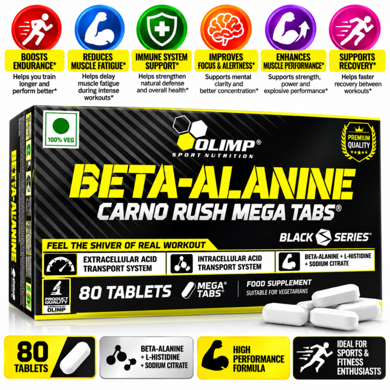 Beta-Alanine Carno Rush Mega Tabs – Advanced Pre-Workout Endurance Support 80 capsules
