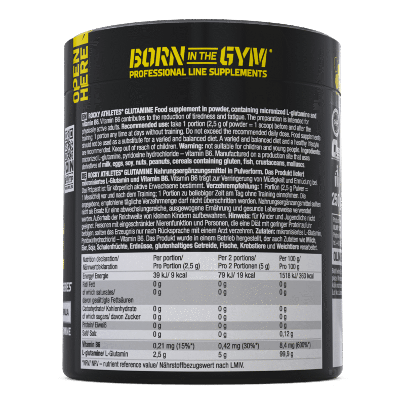 Olimp Rocky Athletes Glutamine 250g Black Series L-Glutamine Powder 100 Servings
