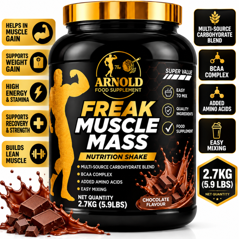Arnold Freak Muscle Mass Gainer – 2.7KG (6 LBS)  Chocolate Flavour | High-Calorie Weight Gainer