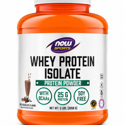 NOW SPORTS Whey Protein Isolate Powder | 25g Protein & BCAAs – Chocolate 5 LBS