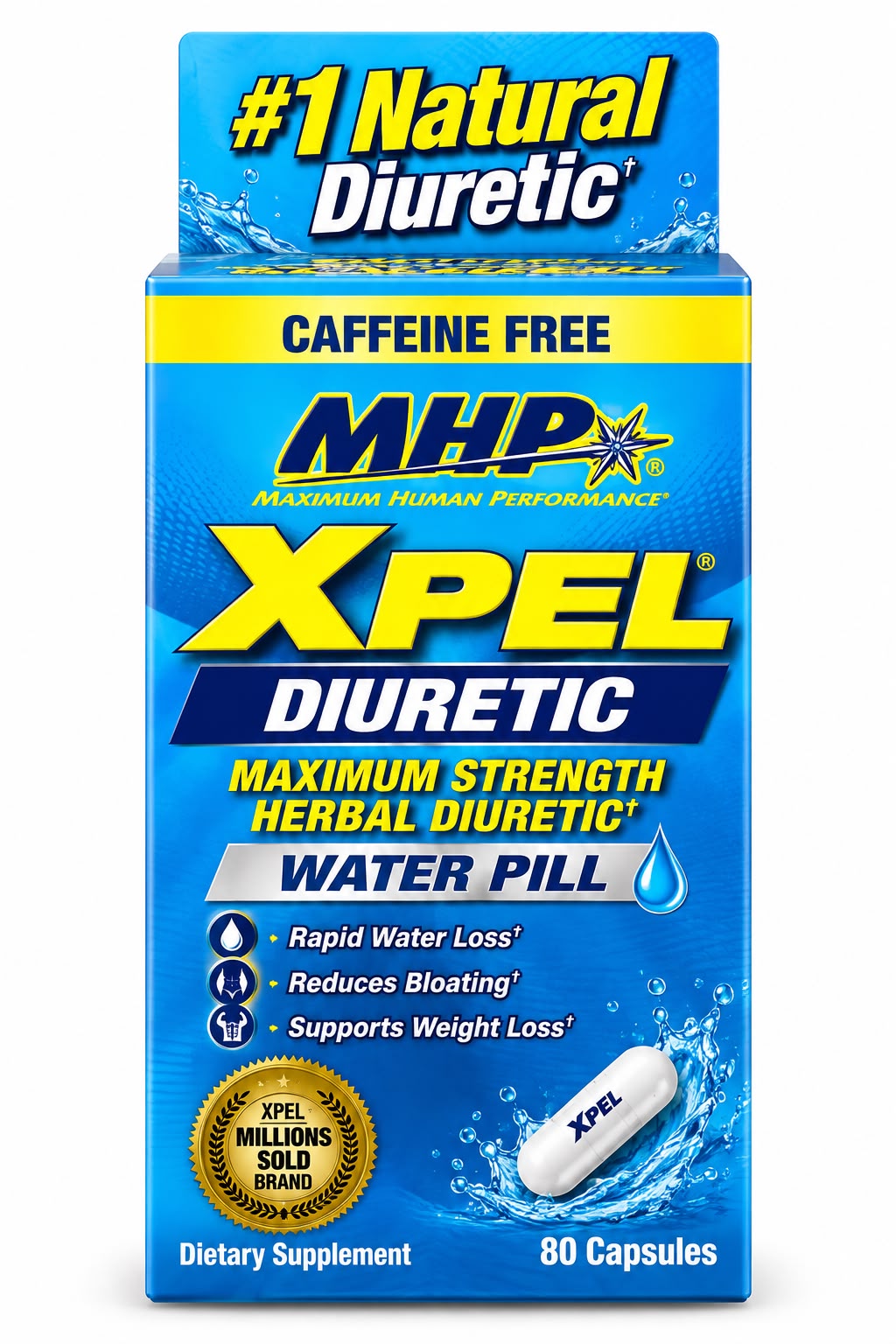 MHP XPEL® Maximum Strength Herbal Diuretic (Caffeine-Free) – 80 Capsules