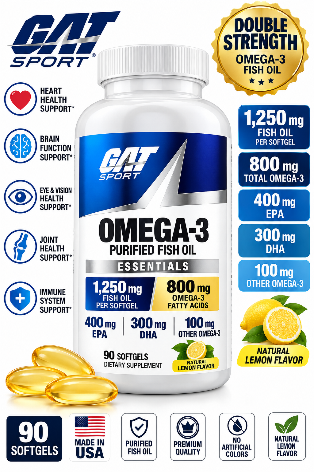 GAT SPORT OMEGA 3 FISH OIL 90 SOFTGELS GAT SPORT OMEGA 3 FISH OIL 90 SOFTGELS