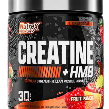 Nutrex Research Creatine + HMB – Fruit Punch (30 Servings, 300g) – Premium Strength & Lean Muscle Formula