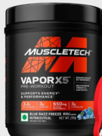 MuscleTech Vapor X5™ Pre-Workout Powder – Blue Razz Freeze (270g) – 100% Veg