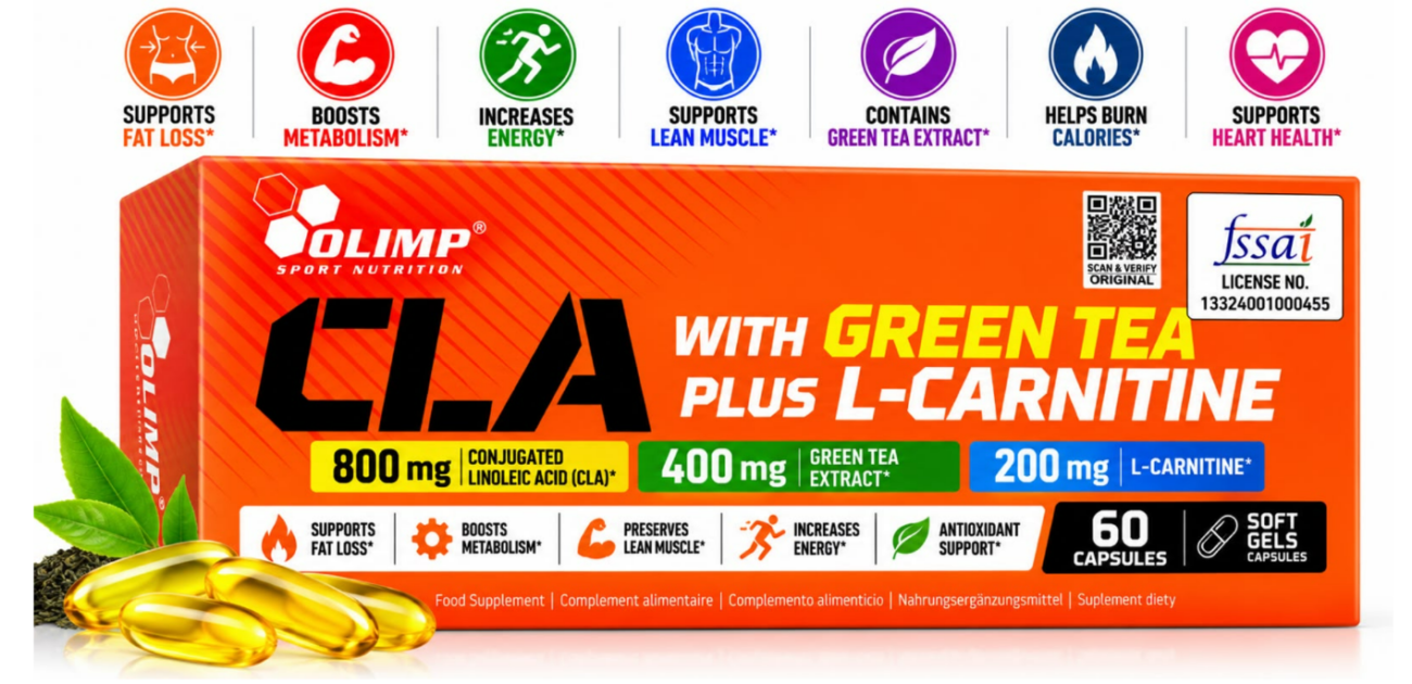Olimp Sport Nutrition CLA with Green Tea plus L-Carnitine – 60 Softgel Capsules