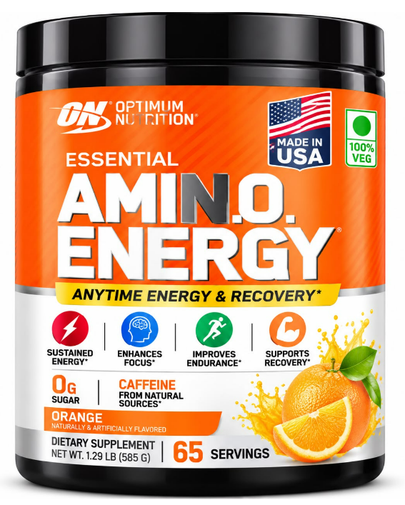 Optimum Nutrition Essential AMIN.O. ENERGY® Powder – Orange (65 Servings, 585g) – 100% Veg Optimum Nutrition Essential AMIN.O. ENERGY® Powder – Orange (65 Servings, 585g) – 100% Veg