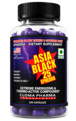 Cloma Pharma Laboratories Asia Black 25® Ephedra – Extreme Thermogenic Fat Burner (100 Capsules) – 100% Veg